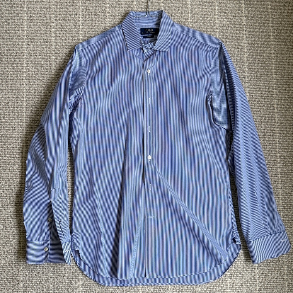 Polo Ralph Lauren Men’s Slim Fit Shirt 15 1/2 LIKE NEW Blue White Striped